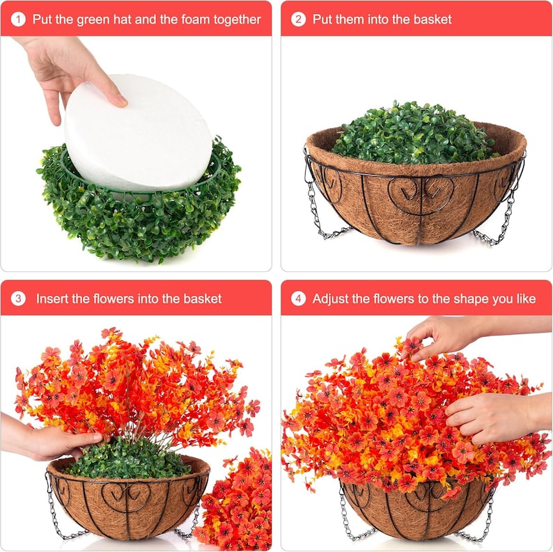 Artificial Daisy Hanging Basket: UV Resistant Faux Fall Flowers