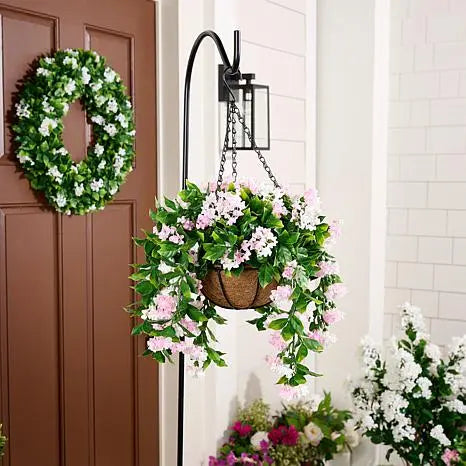 15" Faux Crepe Myrtle Hanging Baskets-Set of 2