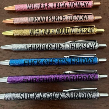 Ultimate Set of Engraved Pens for Sarcastic Souls（1 Set of 7 Pcs）