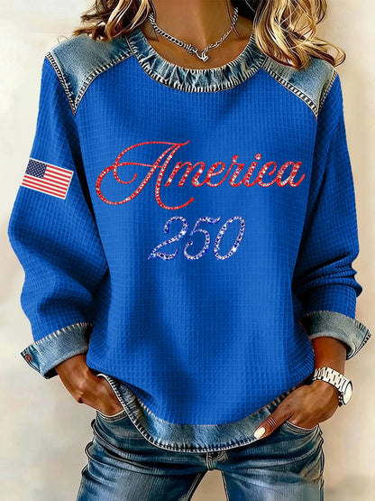 Women's 250th Anniversary Patchwork Casual Sweatshirt