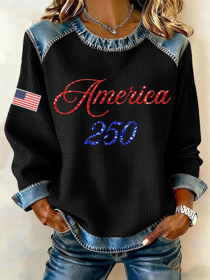 Women's 250th Anniversary Patchwork Casual Sweatshirt