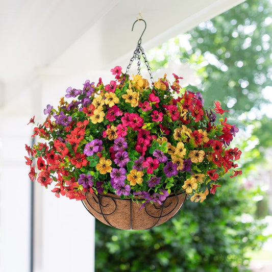Artificial Daisy Hanging Basket: UV Resistant Faux Fall Flowers
